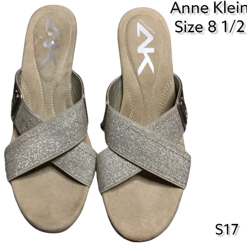 Anne Klein CrissCross Upper, Tan, Wedge Sandals Size 8.5